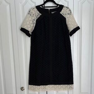 Anthropologie Girls from Savoy Black and Cream Lace Shift Dress M